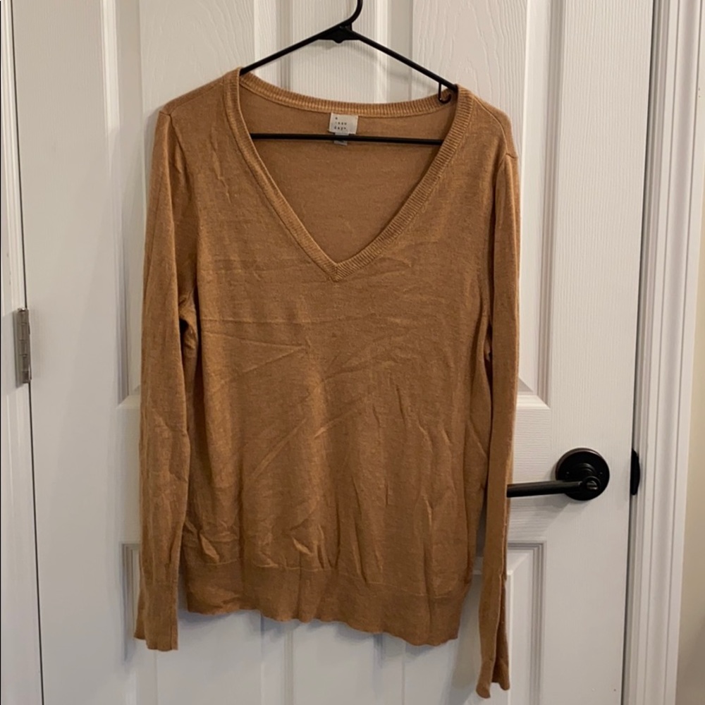 Camel V Neck Sweater